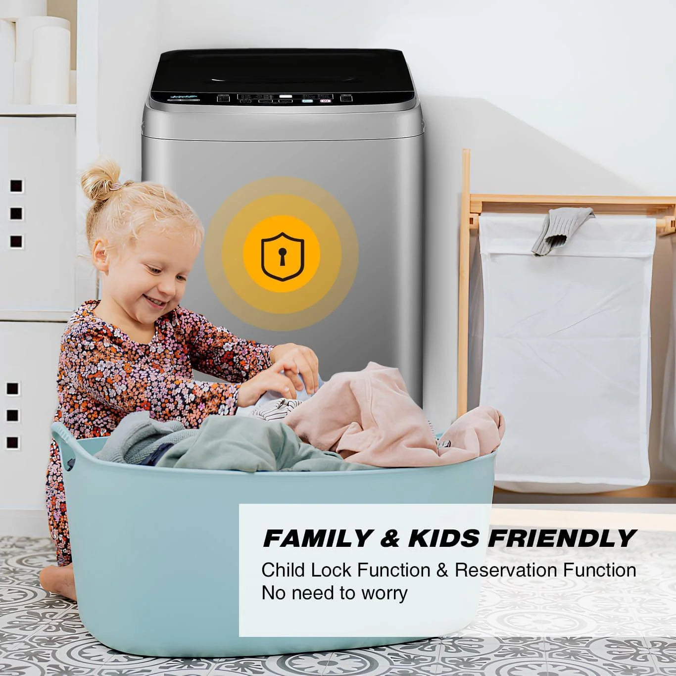 Portable Washing Machine 17.8 Lbs Full-Automatic Compact Washer Machine for Apartment, 10 Wash Program Small Portable Washer for Dorm, Apartment, Home, Grey