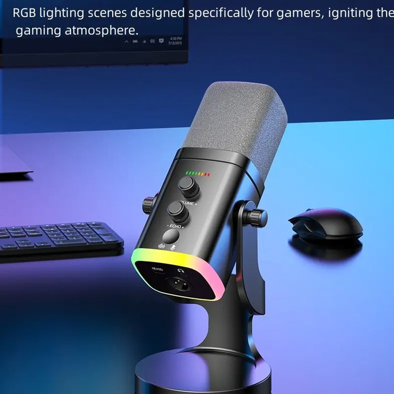 Gaming USB XLR Dynamic Microphone with RGB Touch Mute