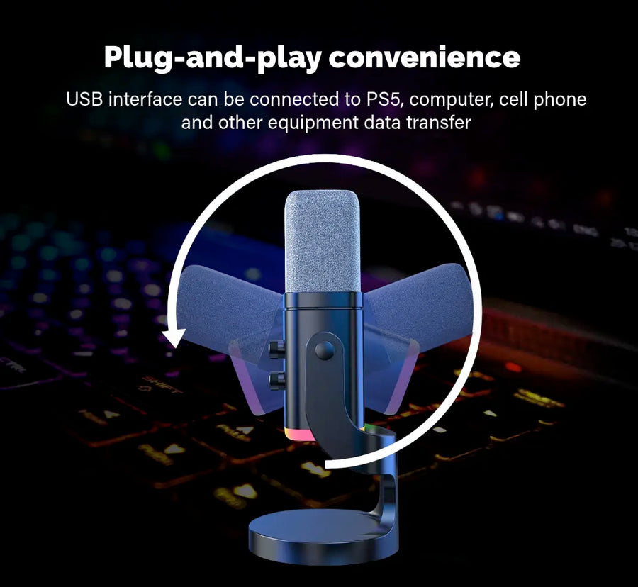 Gaming USB XLR Dynamic Microphone with RGB Touch Mute