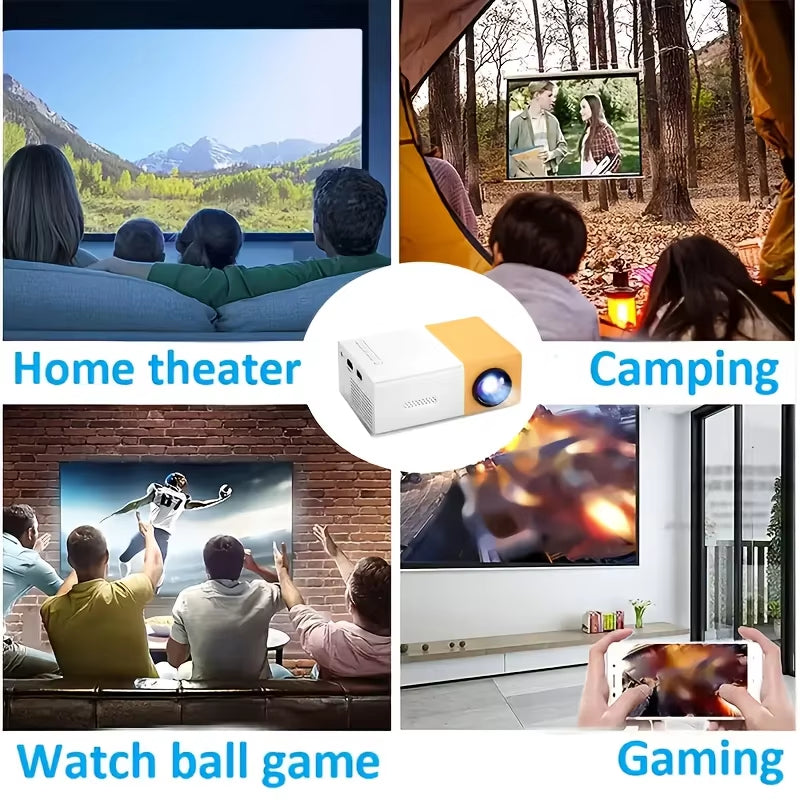 Mini Projector Portable Home Theater  Native Support HDMI USB Connection Small Size for Outdoor Movie Night