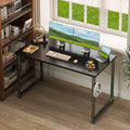 48 Inch Computer Desk, Home Office Writing Desk for Small Space, Modern Study Desk with Headphone Hook, Black