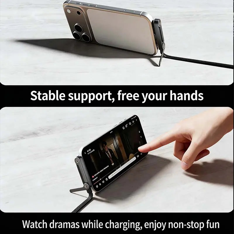 240W Type C Charging Cable with Built In Phone Stand