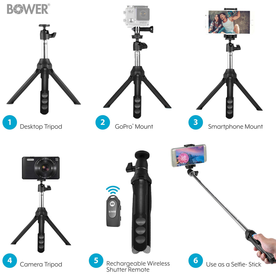 6 in 1 Selfie Tripod With Wireless Remote For Smartphones