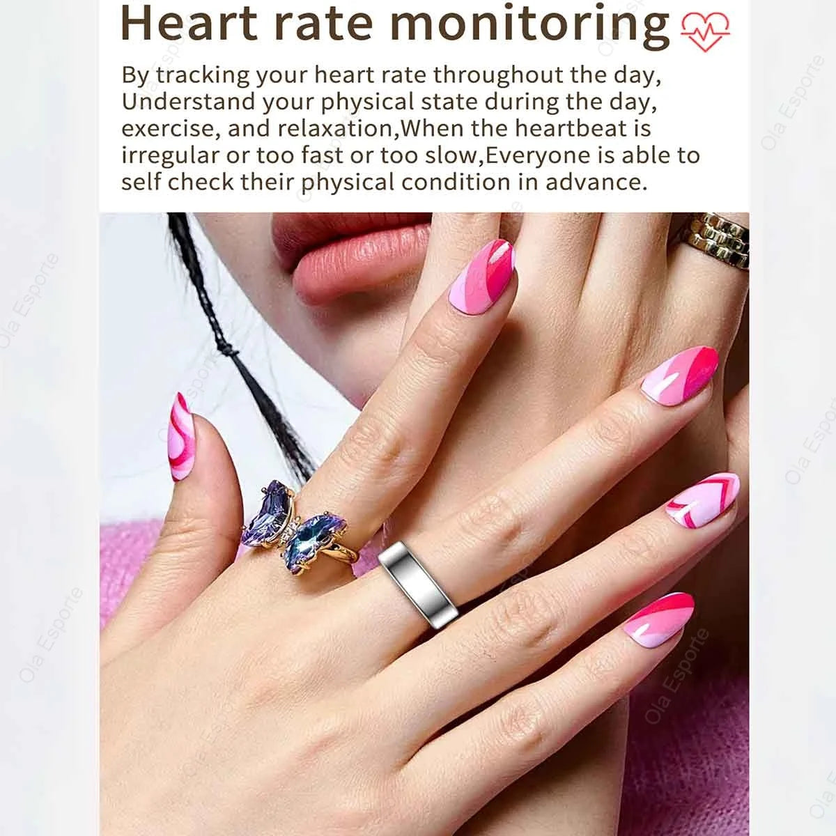 Smart Rings Steps Heart Rate Blood Oxygen Saturation Sleep Distance Calories IP68 Smart Ring Waterproof Multi-Sport Mode Tracker