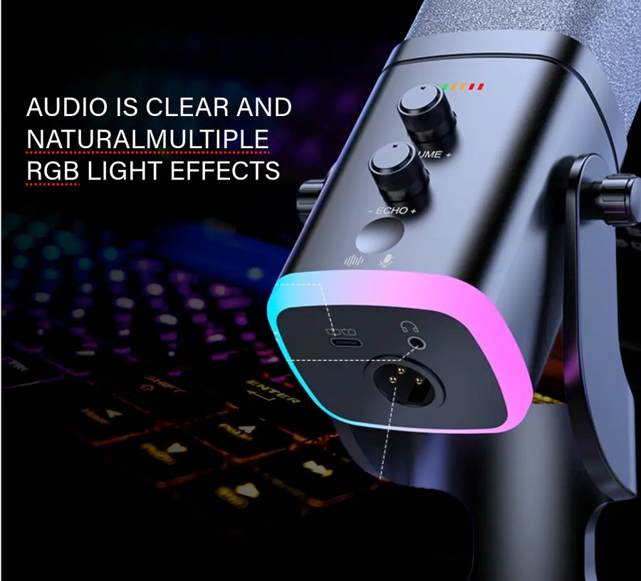 Gaming USB XLR Dynamic Microphone with RGB Touch Mute