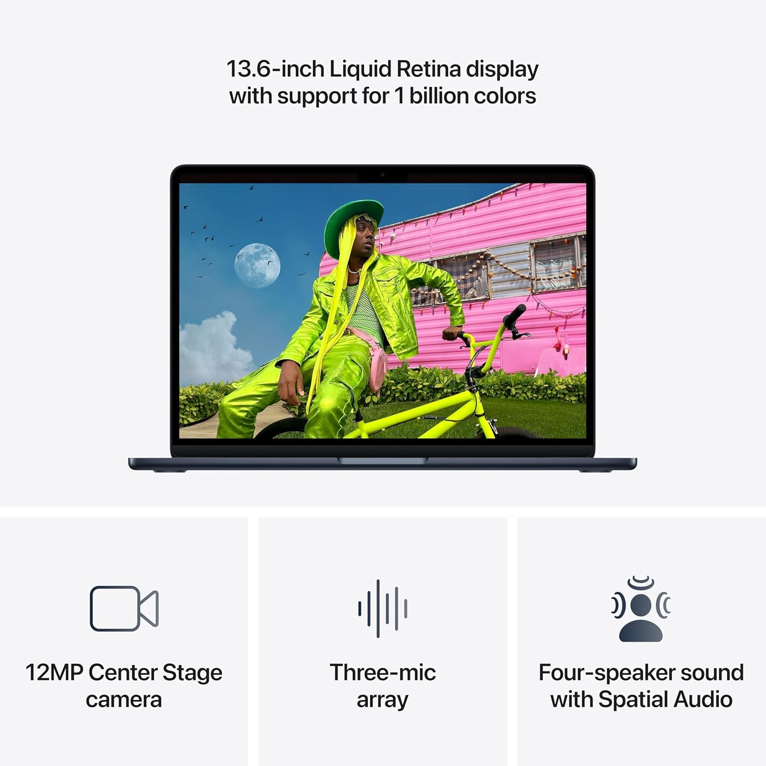 2026 Macbook Air 13-Inch Laptop with M5 Chip: Built for AI, 13.6-Inch Liquid Retina Display, 16GB Unified Memory, 512GB SSD, 12MP Center Stage Camera, Touch ID, Wi-Fi 7; Midnight