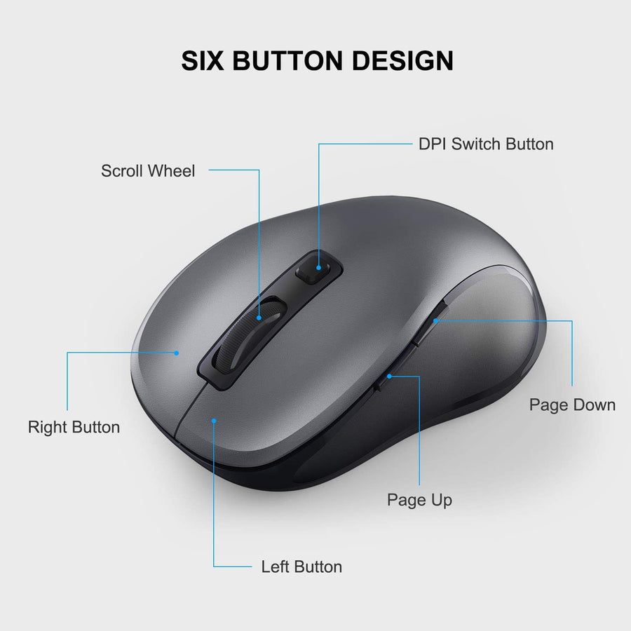 Wireless Computer Mouse 6 Button USB Receiver For PC Laptop