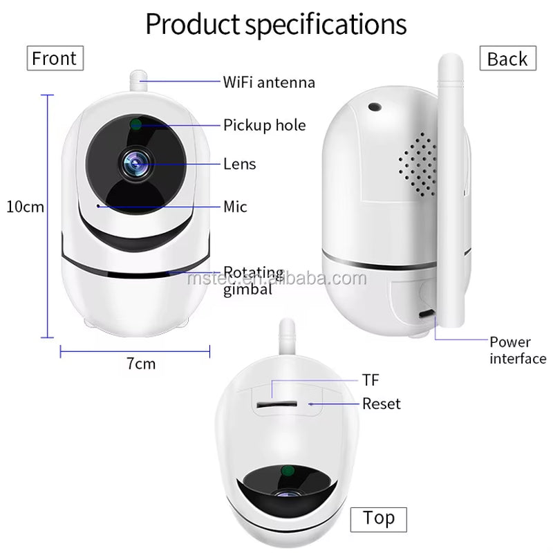 Revolutionary 1080P Wifi Pan Tilt Security Camera with Two-Way Audio and Cloud Storage - Perfect for Smart Homes and Baby Monitoring!