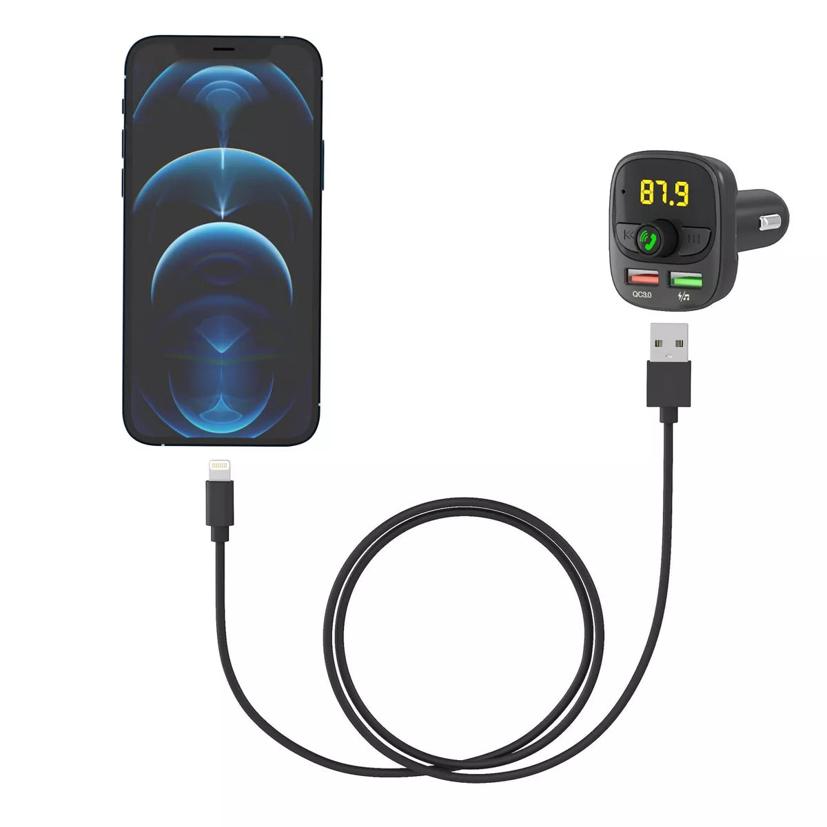 Just Wireless Bluetooth FM Transmitter - Black: Vehicle Electronics USB Accessory