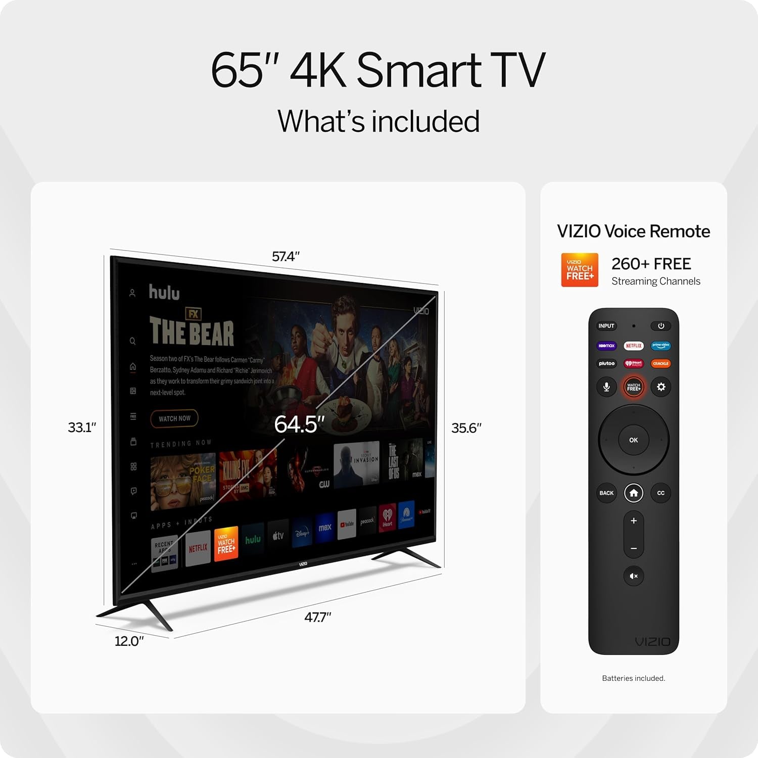 65-Inch V-Series 4K UHD LED Smart TV with Voice Remote, Dolby Vision, HDR10+, Alexa Compatibility, V655-J09, 2022 Model