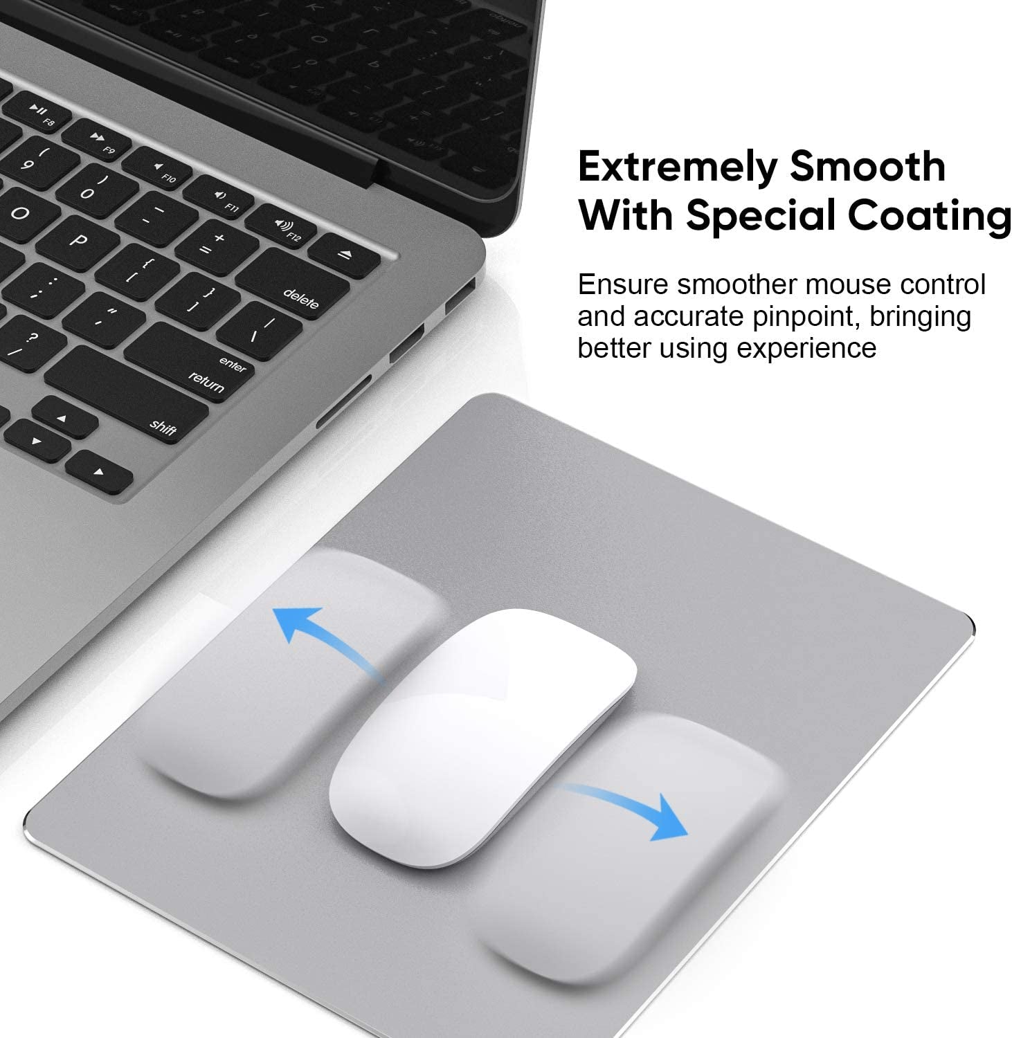 Mouse Pad, Grey Hard Metal Aluminum Mouse Pad, Premium Dual-Side Waterproof Fast and Accurate Control Mousepad for Office, Home and Gaming, Small Size, 9"×7"