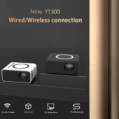 YT300 Mini Projector for Commercial Office, Home Cinema, Portable, Intelligent Outdoor, LED Full HD, Portable and Mobile Project