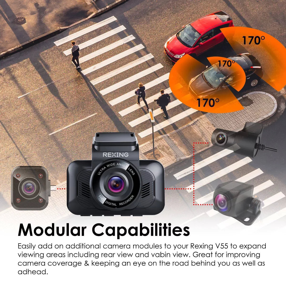 Rexing V55 4K Modular Dash Cam: Wi-Fi Vehicle Electronics Accessory