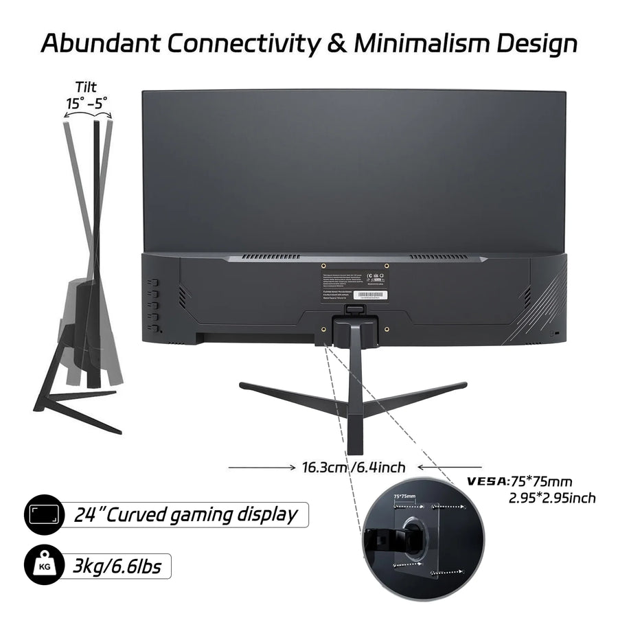 24 Inch Curved Gaming Monitor 180Hz FHD FreeSync Display