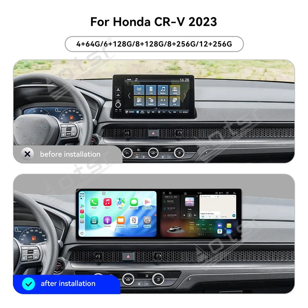 Dual 10.1 Inch Screen Car Radio for Honda CRV 2023 Android 15 Multimedia Player GPS Navigation Auto DSP Stereo Host