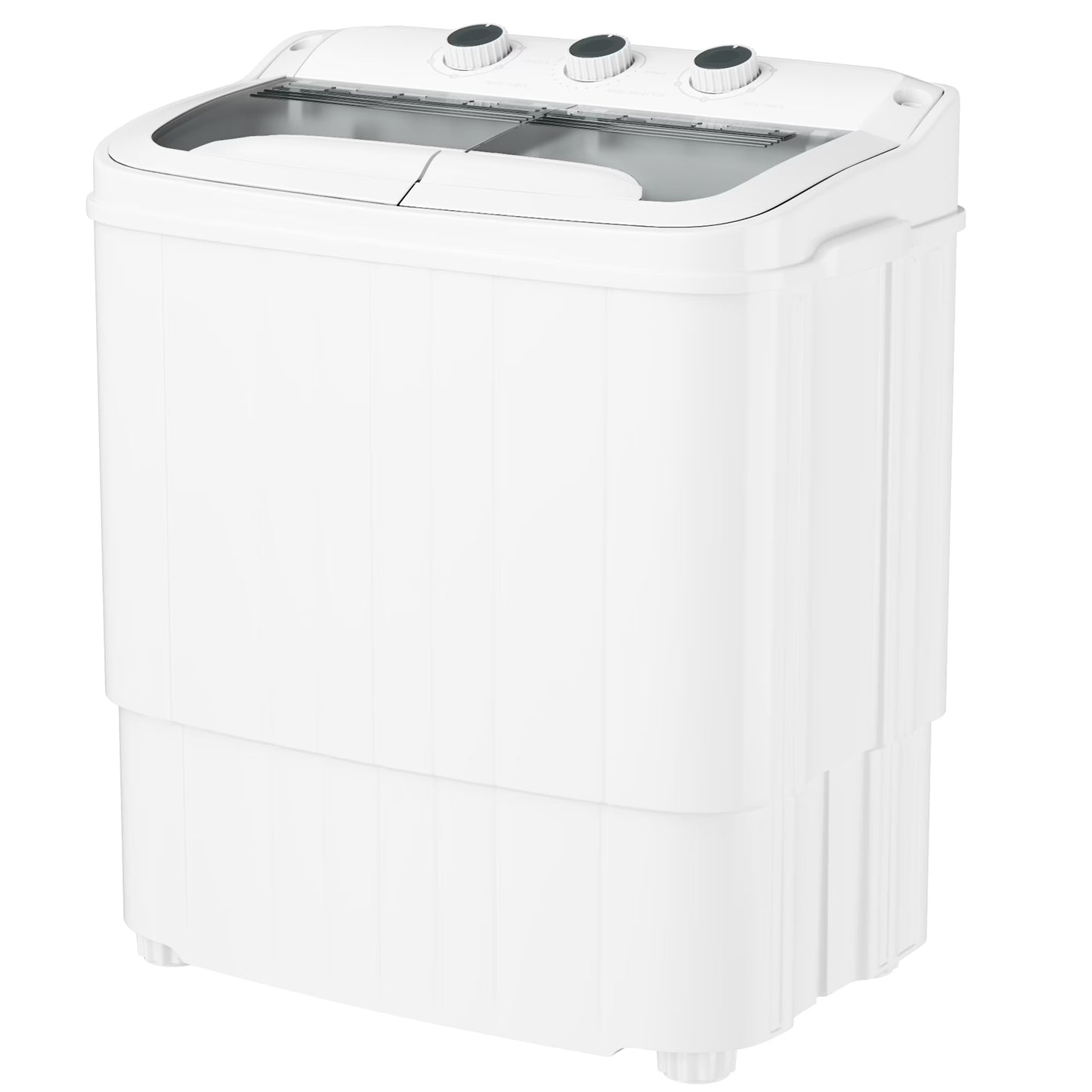 16Lbs Portable Twin Tub Washer with Spin Dryer Washing Machine , Mini Compact Laundry Washer Machine with Drain Pump, Semi-Automatic Washer Combo, Apartments（Grey)