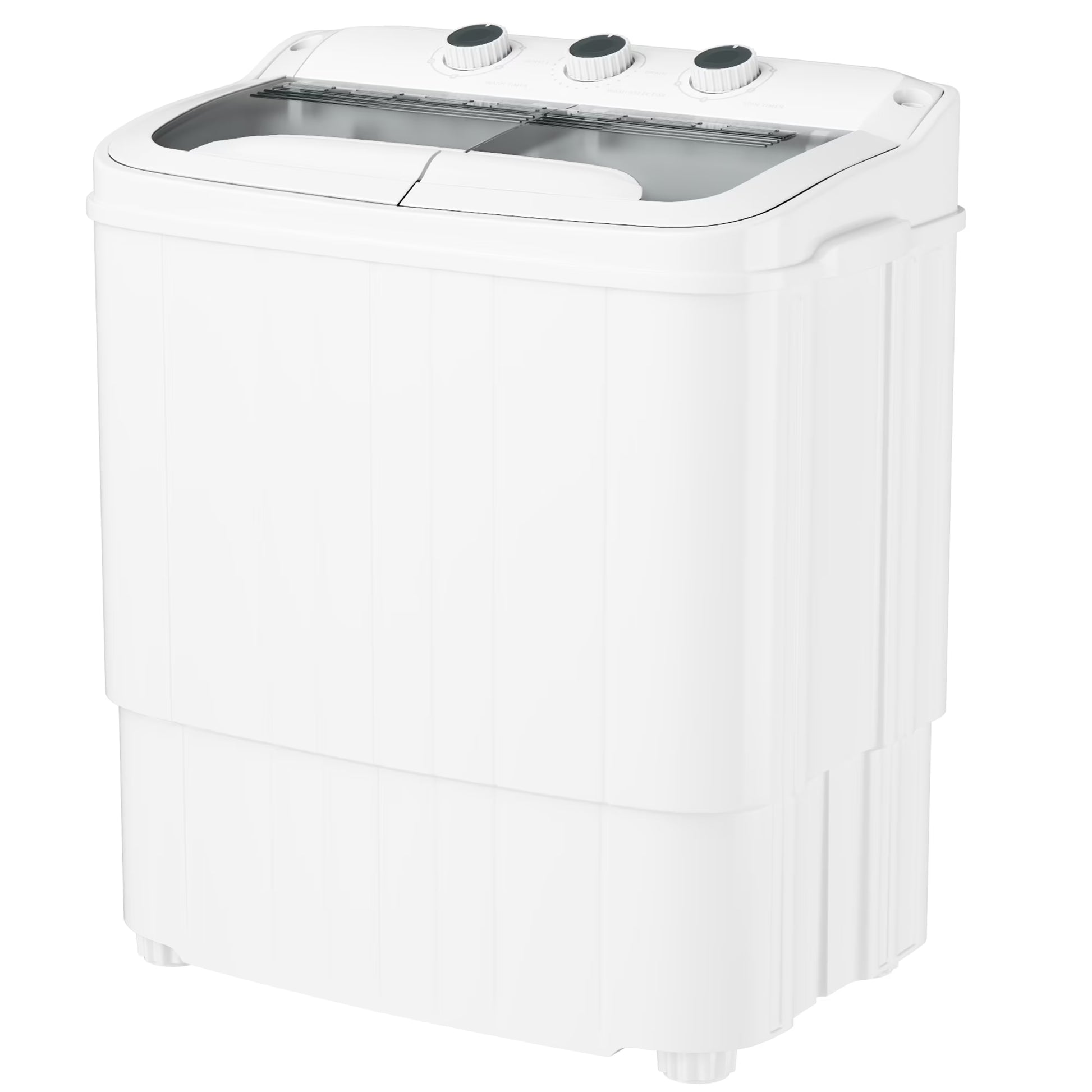 16Lbs Portable Twin Tub Washer with Spin Dryer Washing Machine , Mini Compact Laundry Washer Machine with Drain Pump, Semi-Automatic Washer Combo, Apartments（Grey)