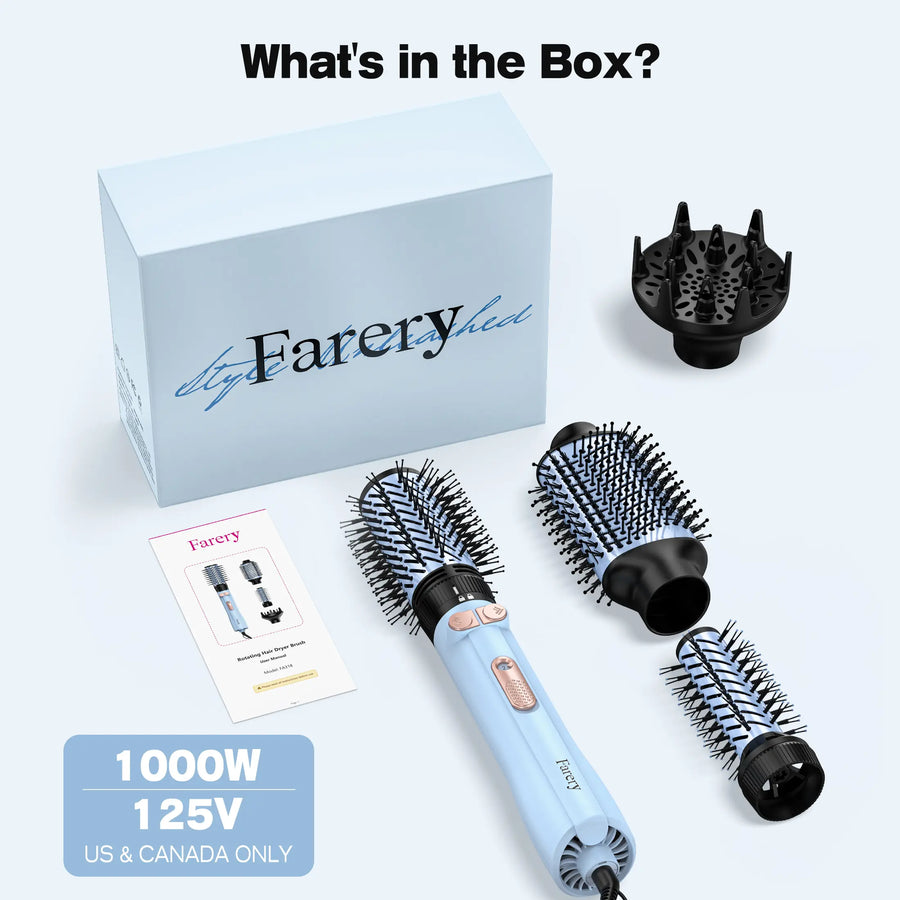 1000W Rotating Hot Air Brush Styler With Diffuser Set